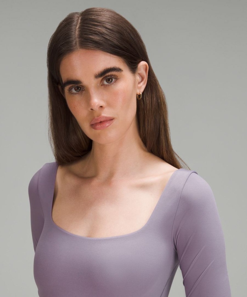 Lululemon Wundermost Ultra-Soft Nulu Square-Neck Long-Sleeve Body Dam Lila Grå Sverige | TBQWME280