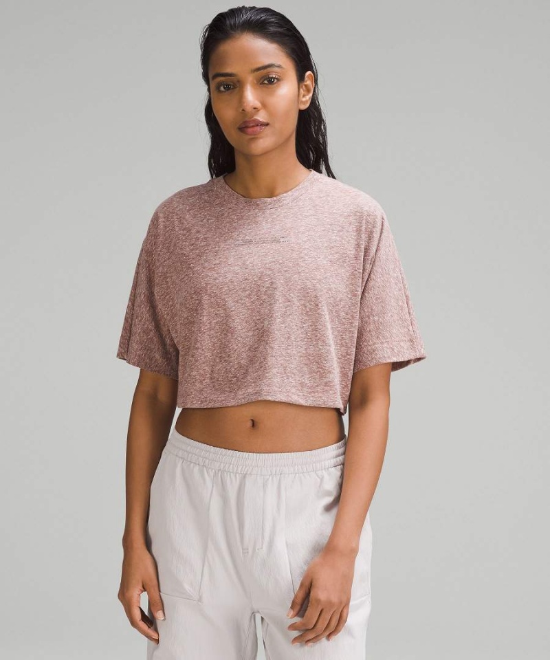 Lululemon lab Bomull-Blend Cropped Tryck T-shirt Dam Rosa Sverige | ANCFRE517