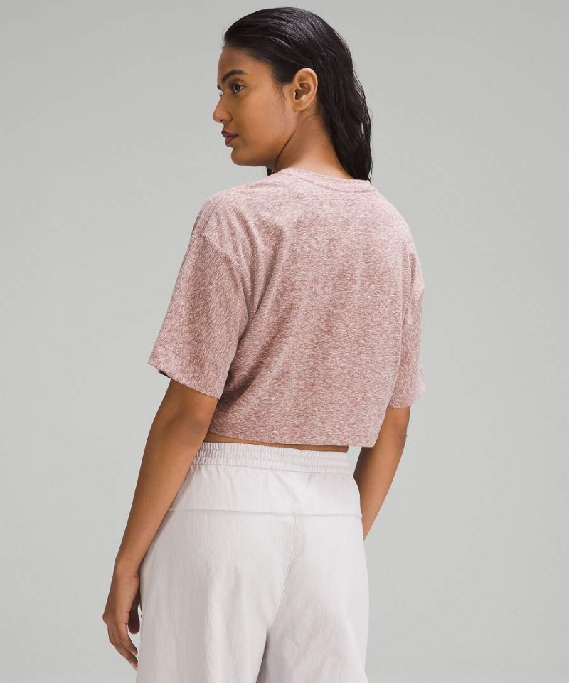 Lululemon lab Bomull-Blend Cropped Tryck T-shirt Dam Rosa Sverige | ANCFRE517