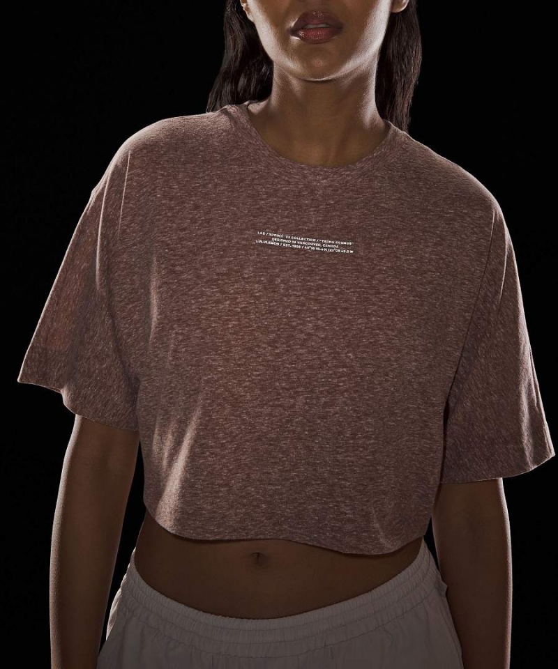 Lululemon lab Bomull-Blend Cropped Tryck T-shirt Dam Rosa Sverige | ANCFRE517