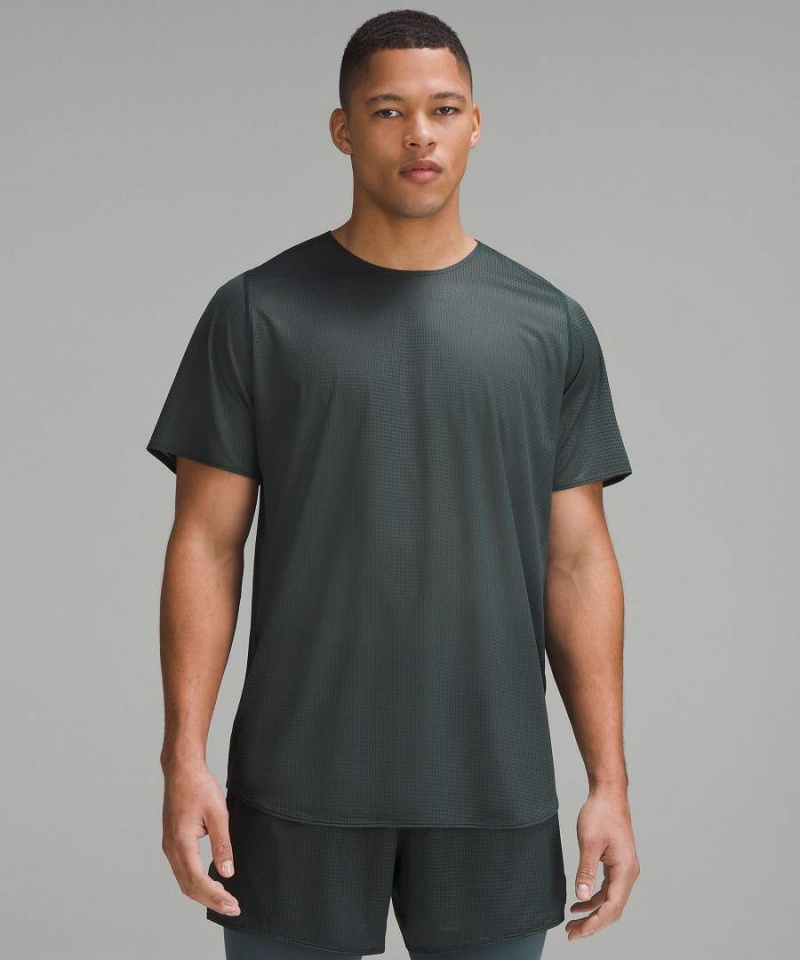 Lululemon lab Grid Mesh Korta-Sleeve Tryck T-shirt Herr Grå Sverige | CHGWDO174