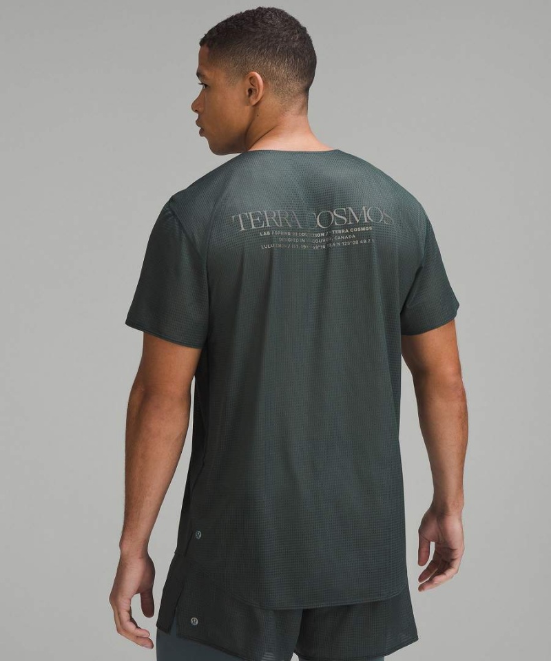 Lululemon lab Grid Mesh Korta-Sleeve Tryck T-shirt Herr Grå Sverige | CHGWDO174