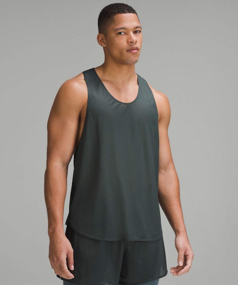 Lululemon lab Grid Mesh Singlet Tryck Linne Herr Grå Sverige | QCZIRJ083