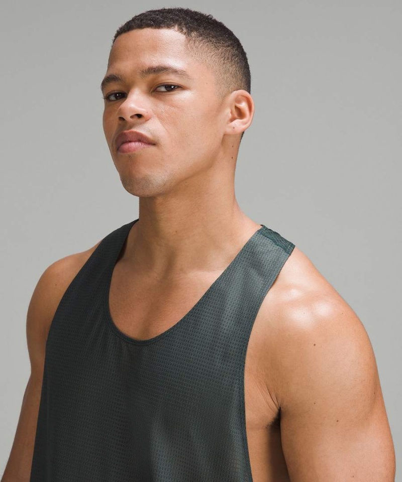 Lululemon lab Grid Mesh Singlet Tryck Linne Herr Grå Sverige | QCZIRJ083
