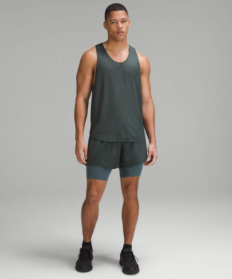 Lululemon lab Grid Mesh Singlet Tryck Linne Herr Grå Sverige | QCZIRJ083