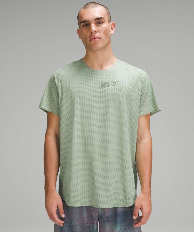 Lululemon lab Grid Mesh Tryck Tränings T-shirt Herr Gröna Sverige | GXEDKH893