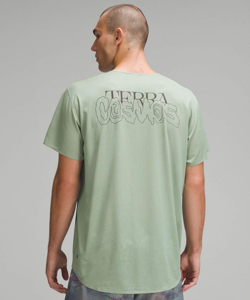 Lululemon lab Grid Mesh Tryck Tränings T-shirt Herr Gröna Sverige | GXEDKH893