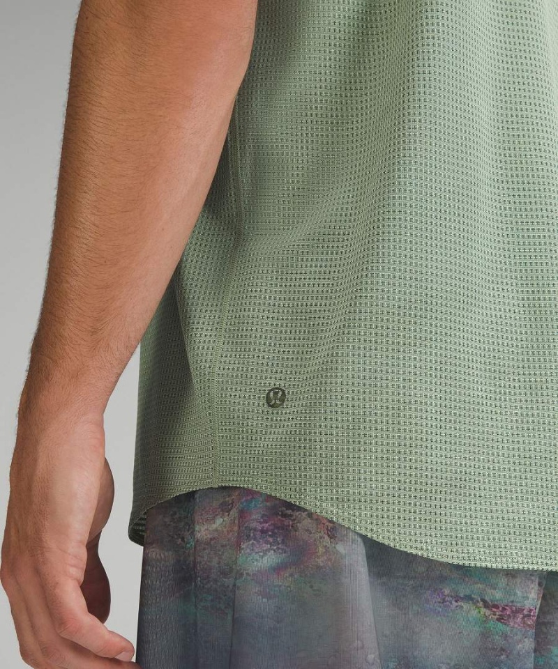 Lululemon lab Grid Mesh Tryck Tränings T-shirt Herr Gröna Sverige | GXEDKH893