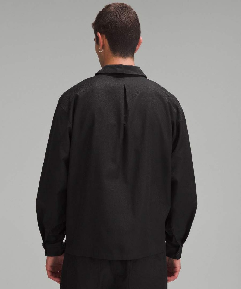Lululemon lab Jacquard Button-Up Långärmad Tröja Herr Svarta Sverige | NDJFPZ108