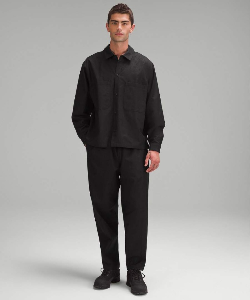 Lululemon lab Jacquard Button-Up Långärmad Tröja Herr Svarta Sverige | NDJFPZ108