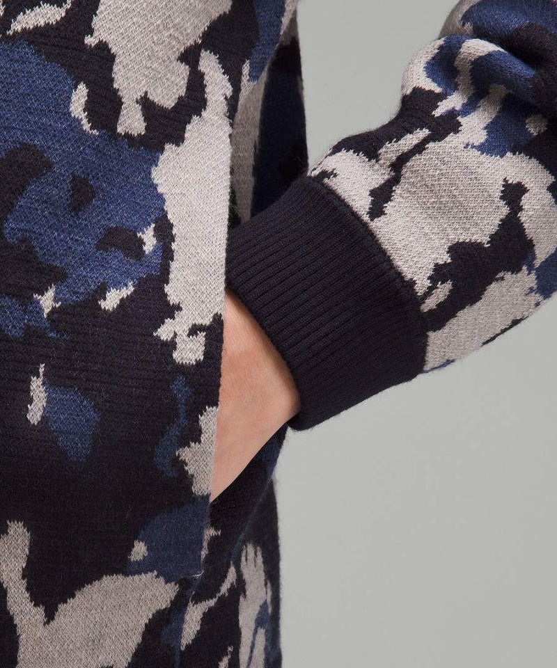Lululemon lab Merino Ull-Knit Zippered Tröjor Herr Marinblå Olika Färger Sverige | UMZNBK076