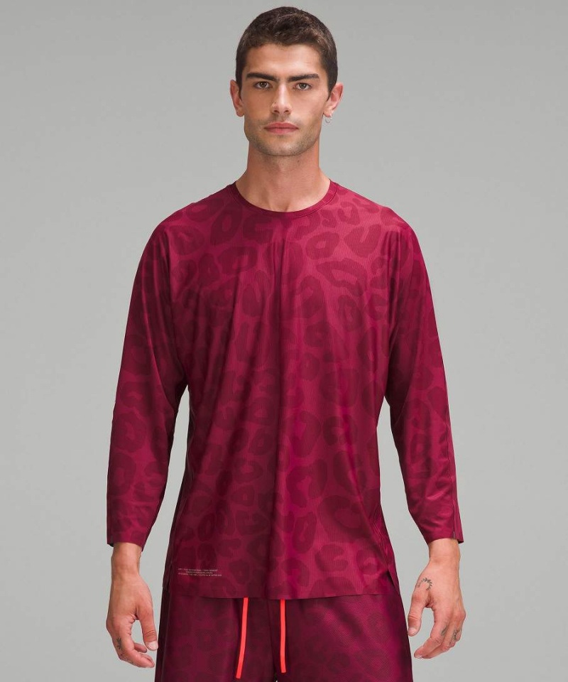 Lululemon lab Quick-Dry 3/4 Sleeve Tränings Långärmad Tröja Herr Vinröda Olika Färger Sverige | UBIRMK375