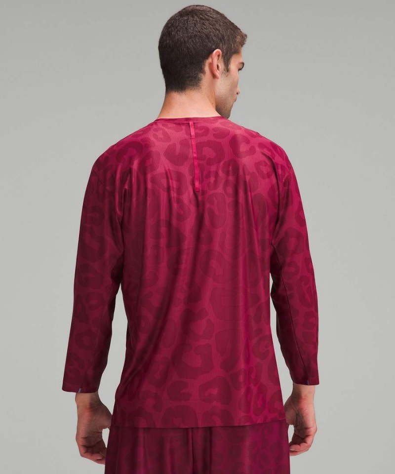 Lululemon lab Quick-Dry 3/4 Sleeve Tränings Långärmad Tröja Herr Vinröda Olika Färger Sverige | UBIRMK375