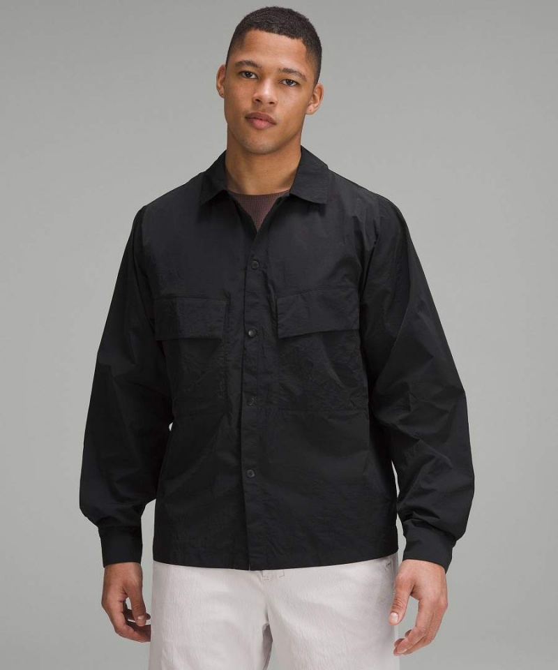 Lululemon lab Relaxed-Fit Snap-Front Långärmad Tröja Herr Svarta Sverige | NXCWSJ520