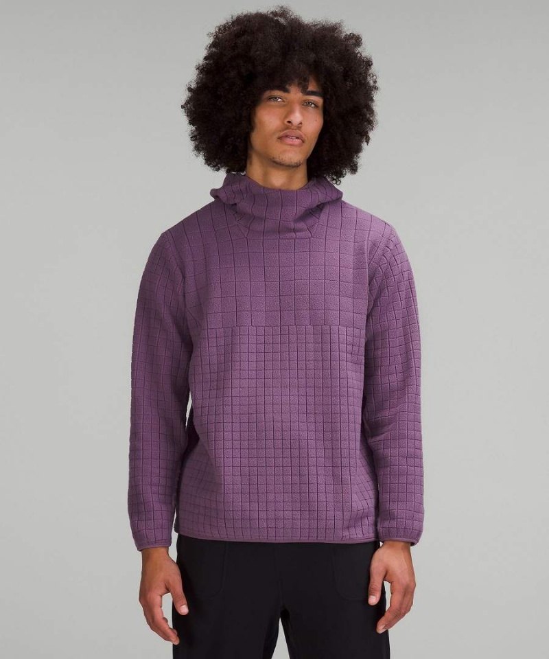 Lululemon lab Textured-Grid Fleece Hoodie Herr Lila Sverige | MPNGCQ971