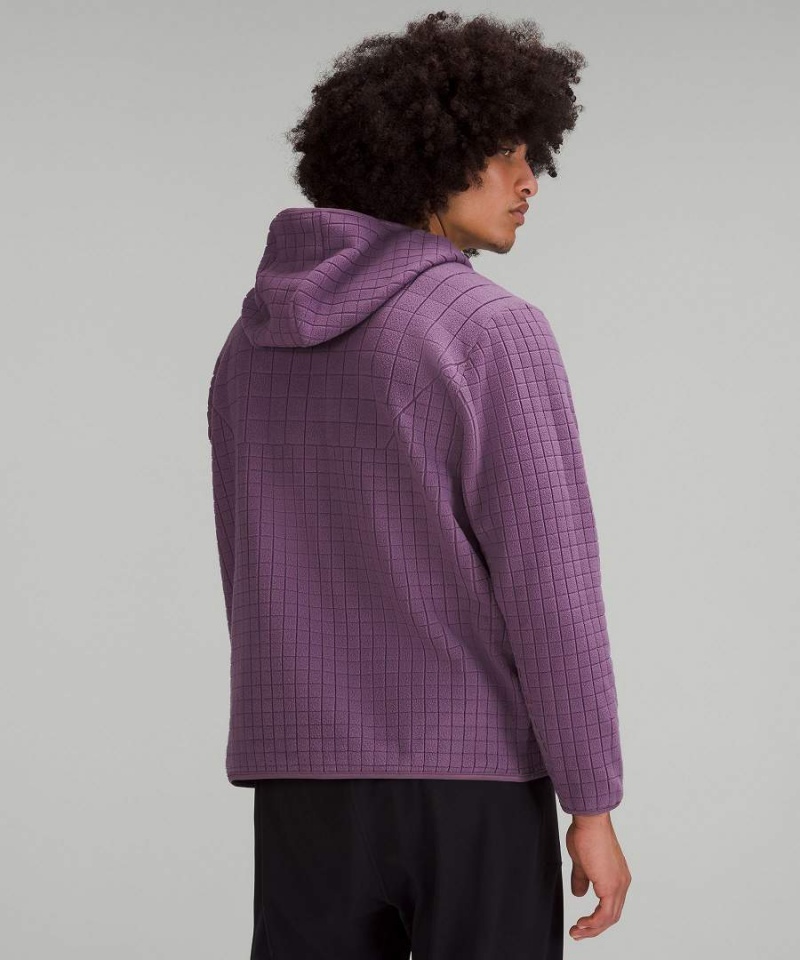 Lululemon lab Textured-Grid Fleece Hoodie Herr Lila Sverige | MPNGCQ971