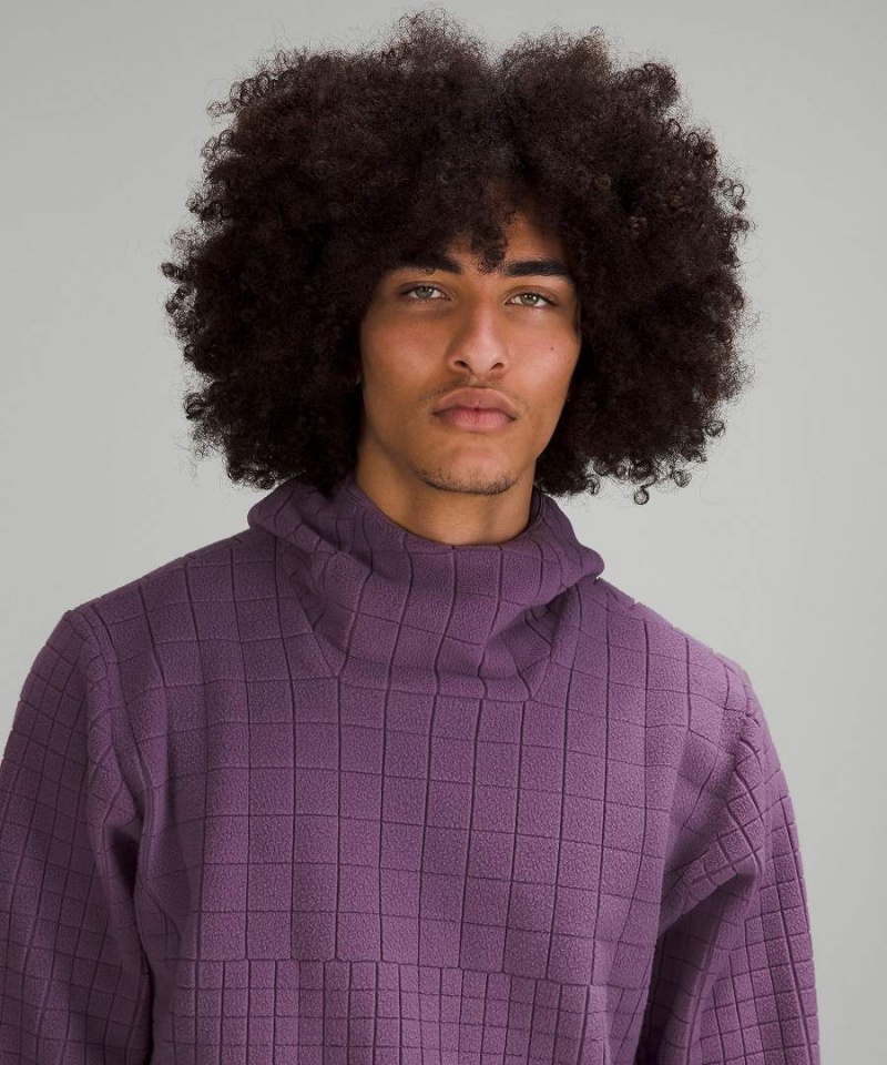 Lululemon lab Textured-Grid Fleece Hoodie Herr Lila Sverige | MPNGCQ971