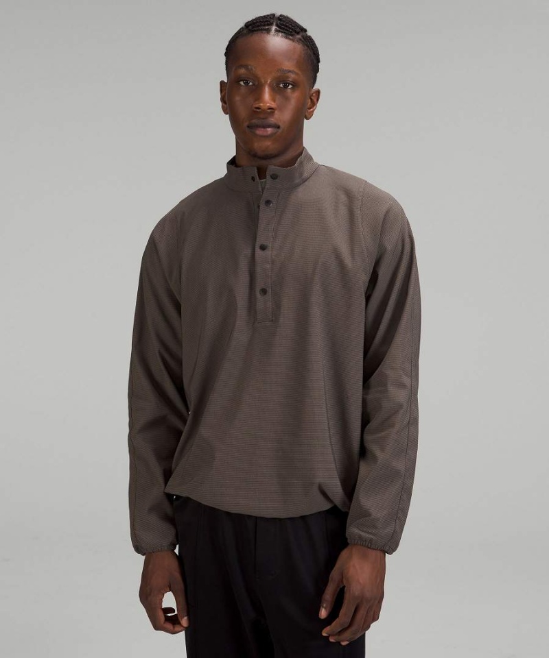 Lululemon lab Woven Long-Sleeve Henley Långärmad Tröja Herr Svarta Sverige | WHBVYK740