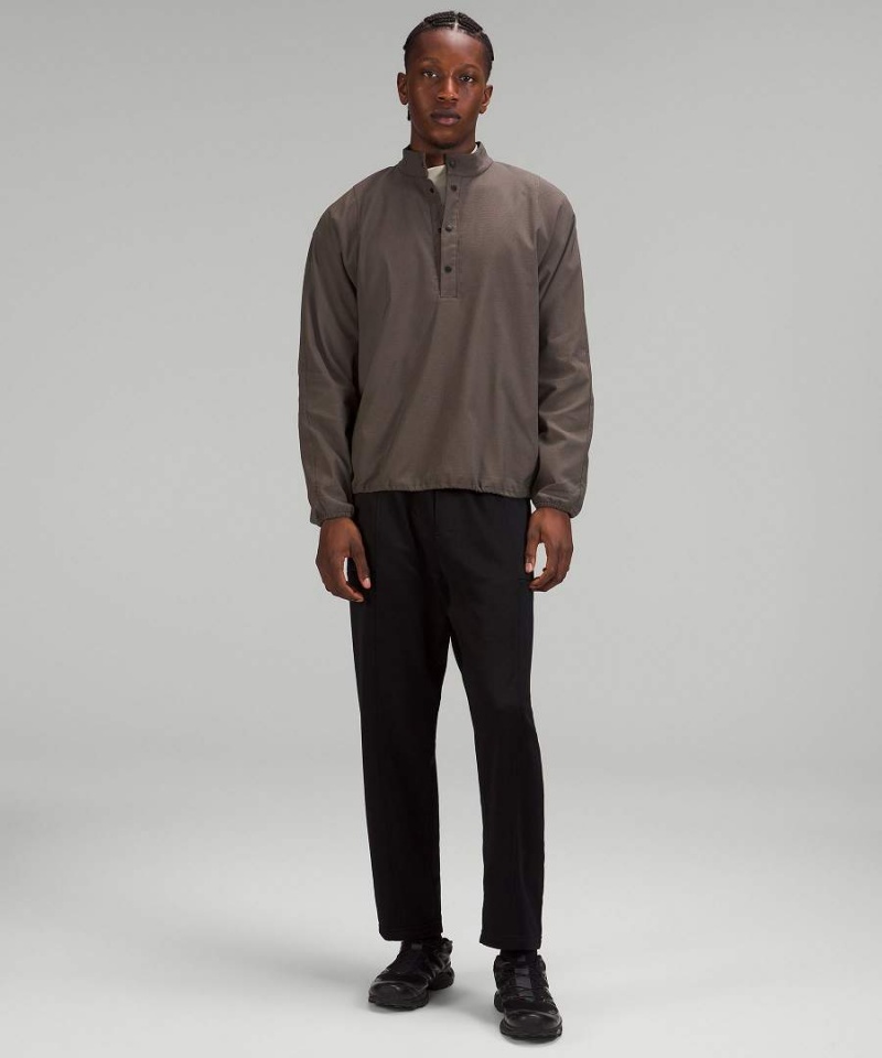 Lululemon lab Woven Long-Sleeve Henley Långärmad Tröja Herr Svarta Sverige | WHBVYK740